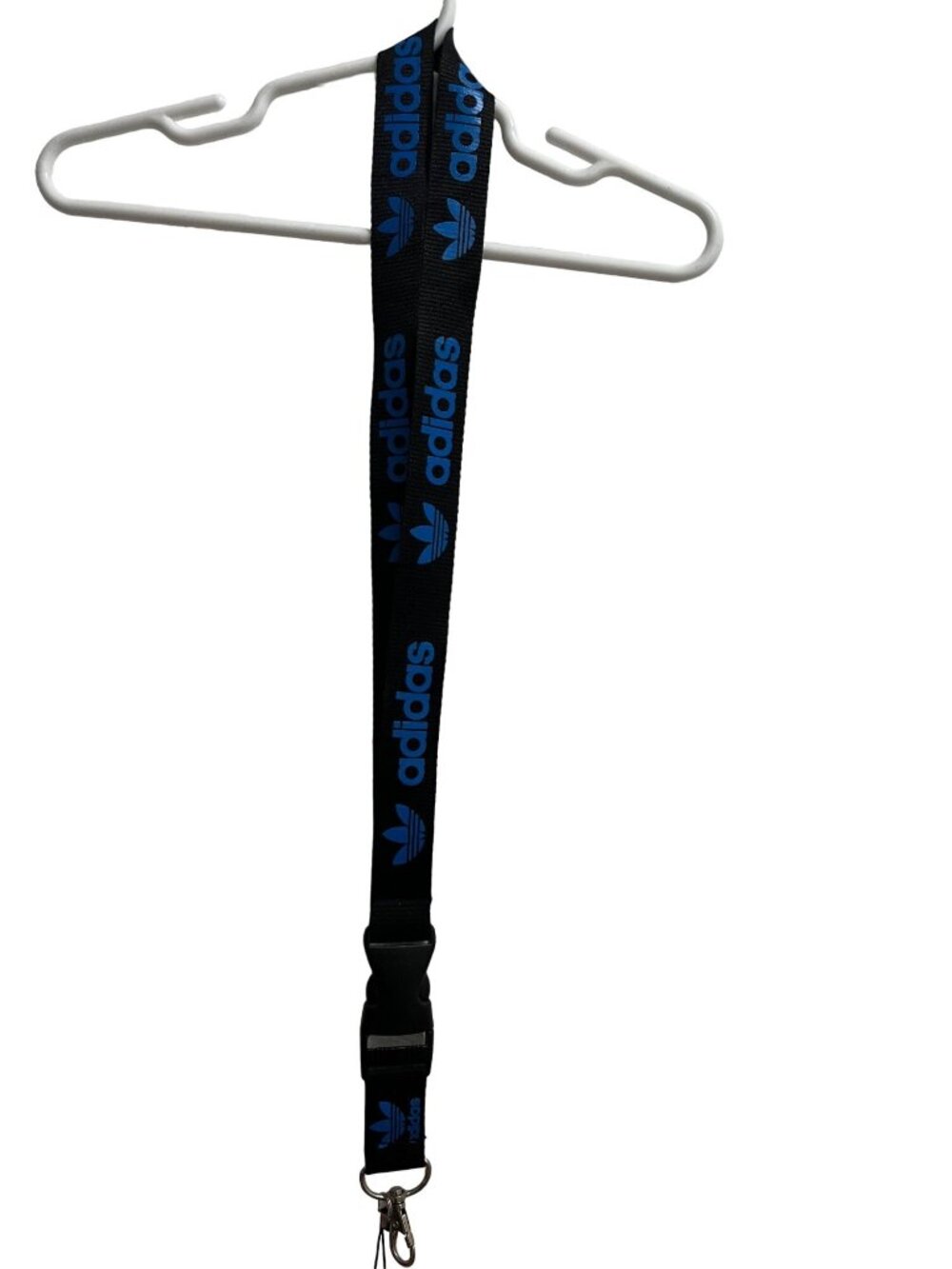 Adidas Lanyards Black Blue Detachable Keychain Clip ID Holder Strap